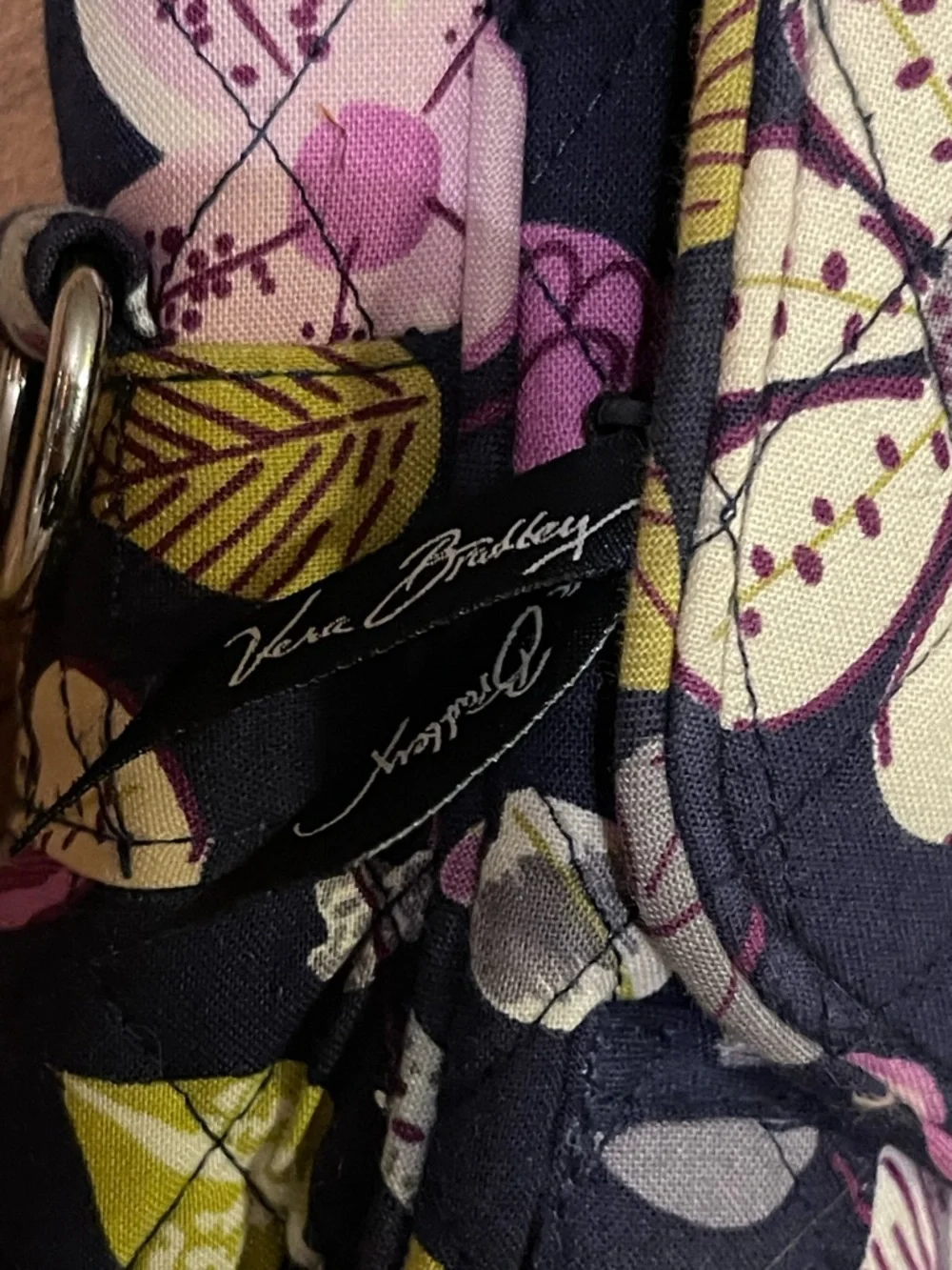 Vera Bradley Night and Day Bird Quilted Messenger Bag Purple Floral